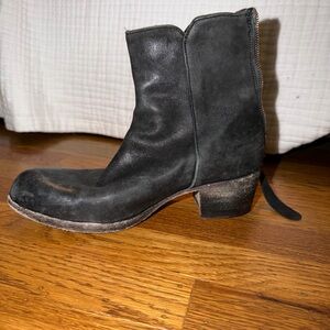SHOTO Leather boots distressed black